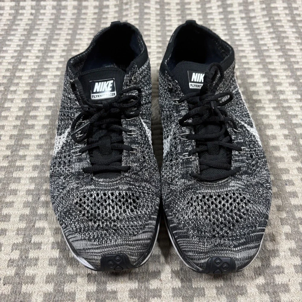 Nike Flyknit Racer Oreo 2.0 Black White Running Shoes 526628-012 Mens 9.5